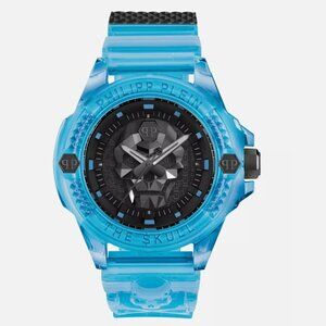 Philipp Plein Mens Blue 44mm Strap Fashion Watch